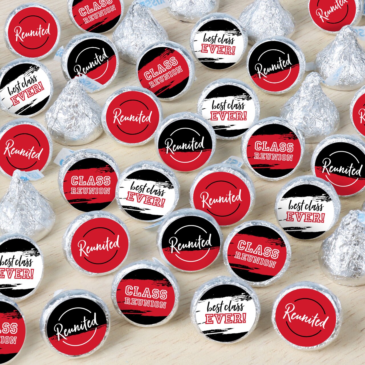 Big Dot of Happiness Reunited Red - School Class Reunion Party Small Round Candy Stickers - Party Favor Labels - 324 Count